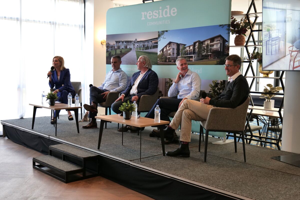Brookland's 'The Banksia' release's information panel includes Kay McGrath, Reside Communities CEO Glen Brown, Think Tank Architects’ Michael Jullyan, Reside Communities Chief Operating Officer Craig Syphers and Five Good Friends CEO, Simon Lockyer.